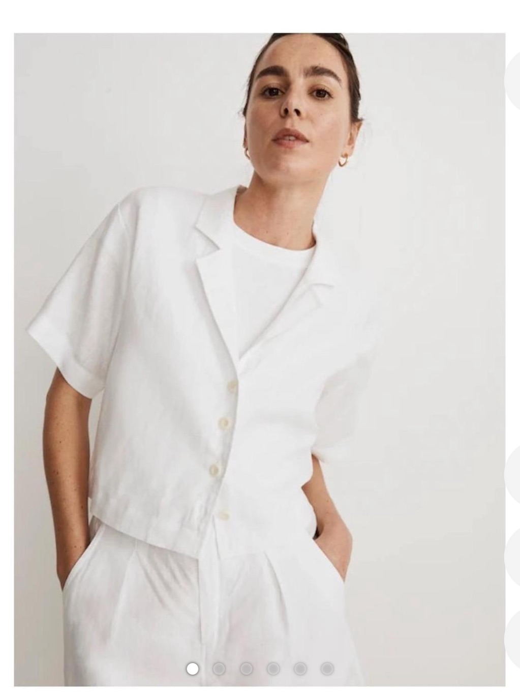 Madewell White Linen Open Collar Crop Shirt Size Xxs